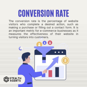 Conversion Rate The conversion rate is the percentage of website visitors who complete a desired action, such as making a purchase or filling out a contact form. It is an important metric for e-commerce businesses as it measures the effectiveness of their website in turning visitors into customers.