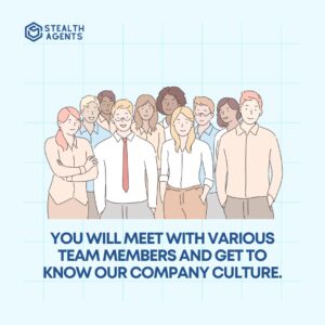 You will meet with various team members and get to know our company culture.