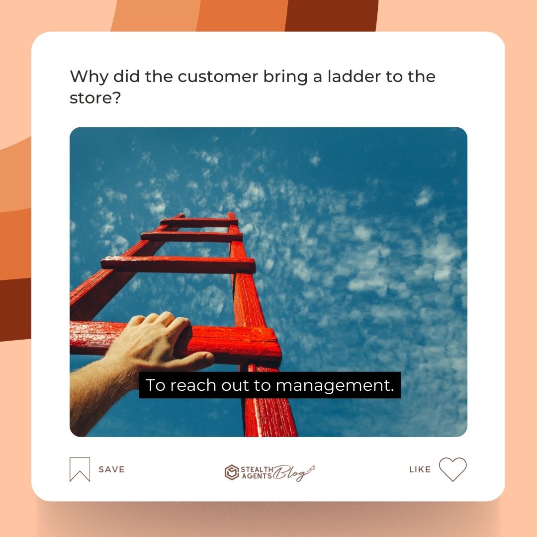 Why did the customer bring a ladder to the store? To reach out to management.