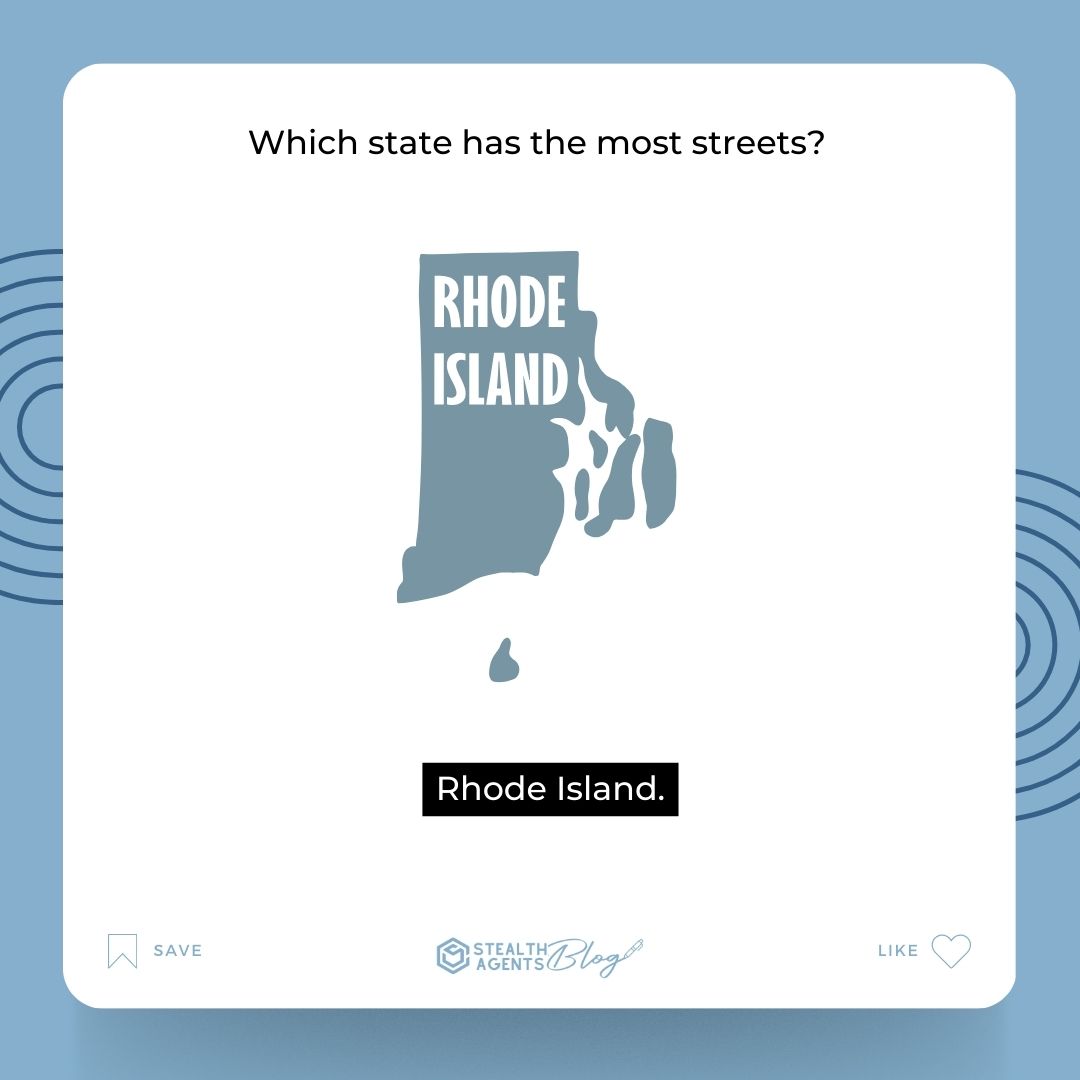 Which state has the most streets? Rhode Island.