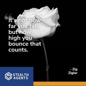 "It's not how far you fall, but how high you bounce that counts." - Zig Ziglar