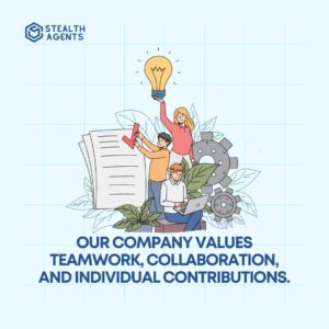 Our company values teamwork, collaboration, and individual contributions.