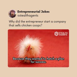 Why did the entrepreneur start a company that sells chicken coops? Because they wanted to hatch a plan for success.