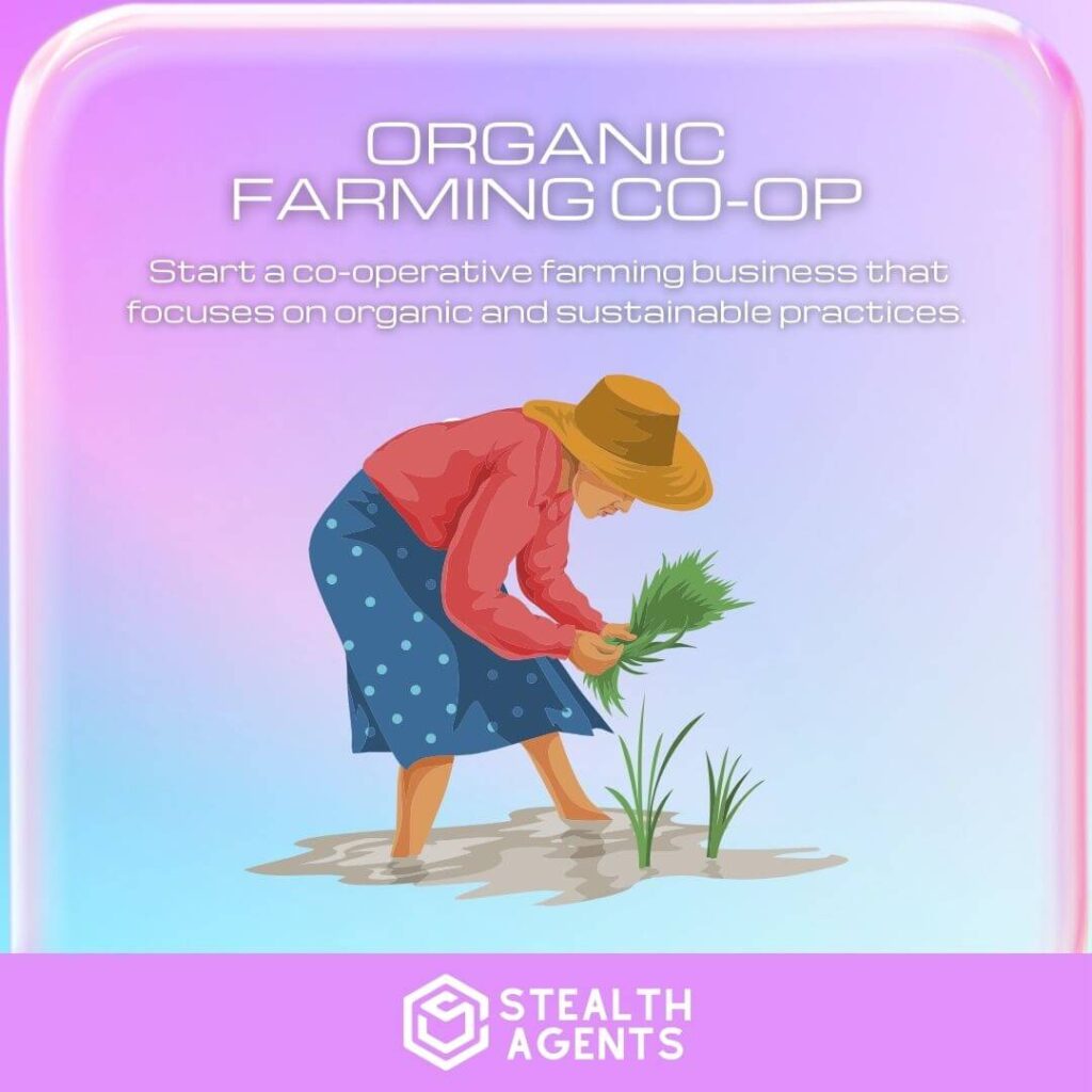 Organic Farming Co-op: Start a co-operative farming business that focuses on organic and sustainable practices.