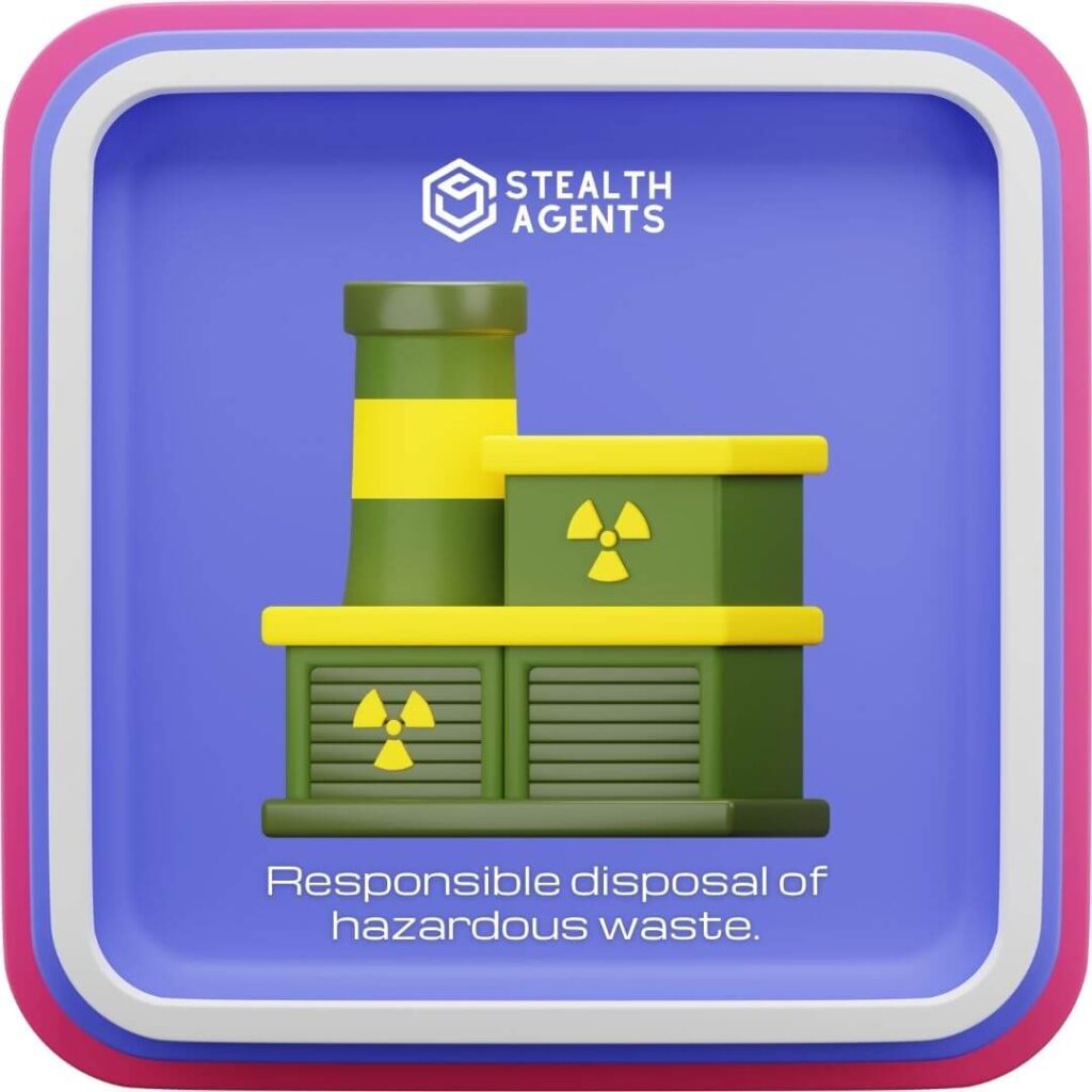 Responsible disposal of hazardous waste.