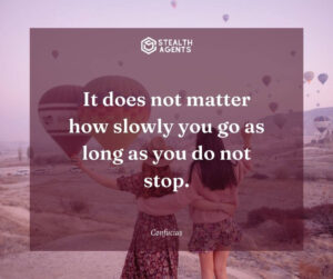 "It does not matter how slowly you go as long as you do not stop." - Confucius
