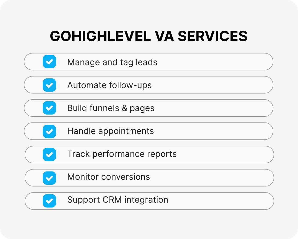 virtual assistant for GoHighLevel CRM