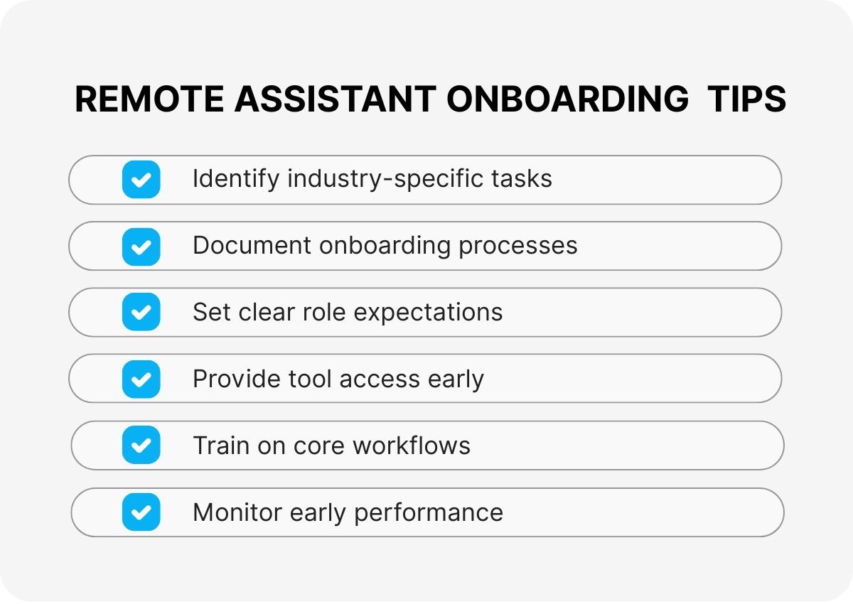 virtual assistant onboarding checklist for businesses