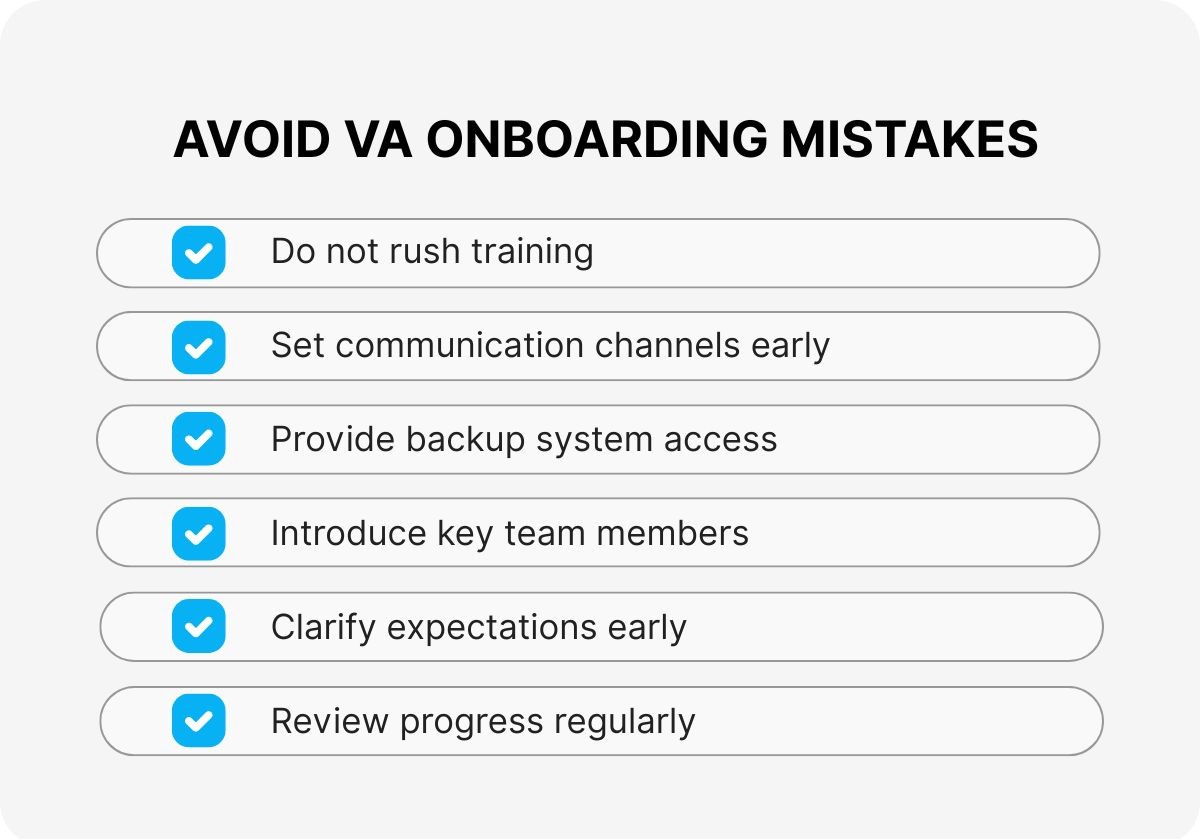 virtual assistant onboarding checklist for businesses